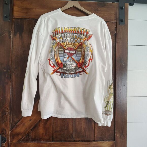 Harley Davidson 2XL Long Sleeve Pin Up Girl Airplane Military Graphic Shirt - Picture 4 of 9